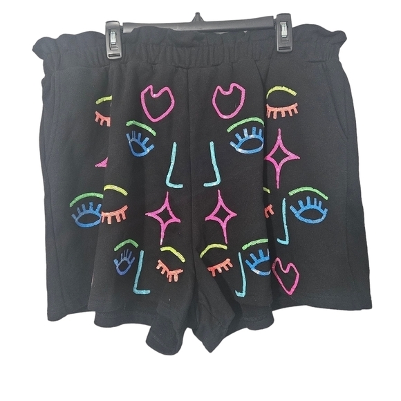 Queen of Sparkles Sequin Rainbow Faces Shorts - Picture 2 of 8